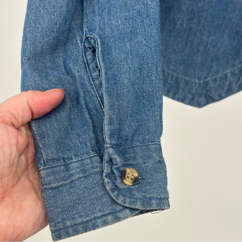 Women’s Vintage‎ 90’s Denim Floral Embroidered Top Cottagecore Grannycore - Picture 7 of 8